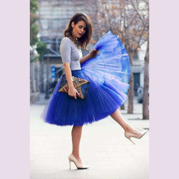 BABYONLINE Fluffy Tulle Skirt Petticoat Adult Elastic Waist Underskirt Layers Bridal Midi Tutu Skirts Women Prom Evening on Sale - Image 3