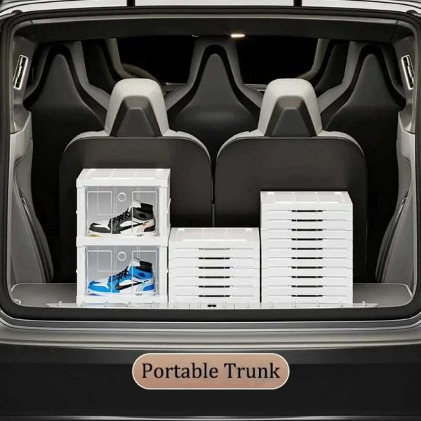Foldable Shoe Storage Box Stackable Dustproof Transparent Living Room Sneaker Cabinet For Closet Multi Layer Cubby Shoes Rack Online now - Image 5