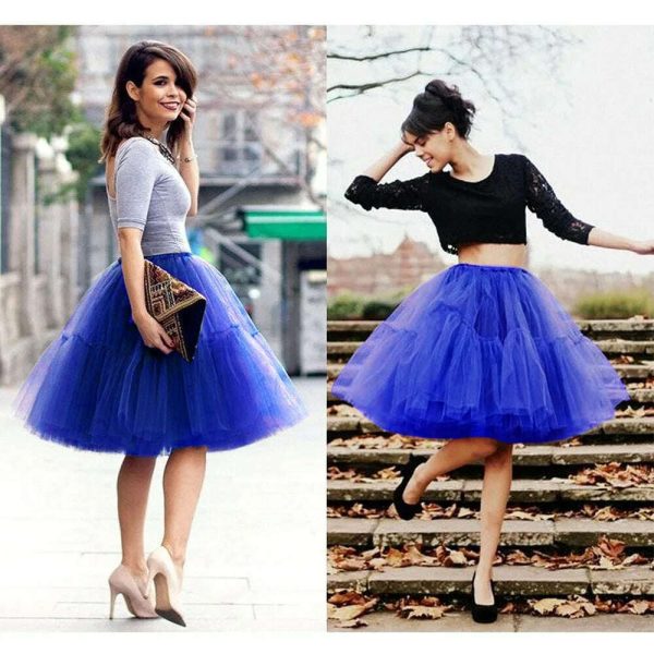 BABYONLINE Fluffy Tulle Skirt Petticoat Adult Elastic Waist Underskirt Layers Bridal Midi Tutu Skirts Women Prom Evening on Sale - Image 2