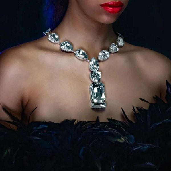 Shine Rhinestones Oversized Crystal Pendant Necklace for Women Luxury Big Square Statement Necklaces Free Shipping Accessories Discount - Image 3
