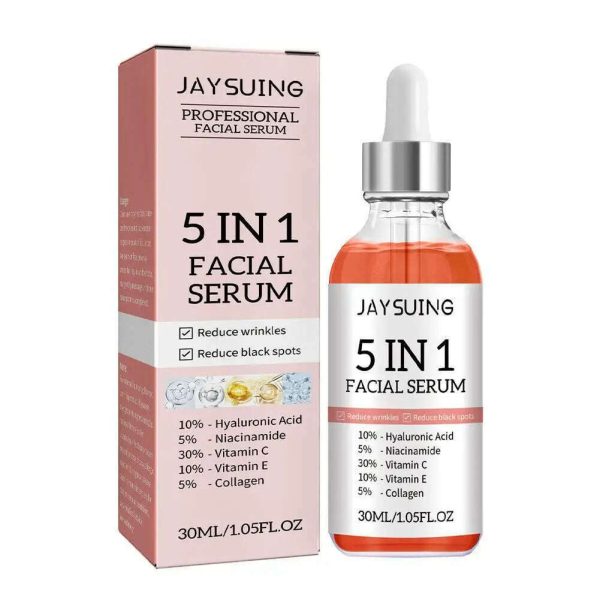 5 In 1 Fade fine lines Firming Face Serum Moisturizing brightning Vitamin C Hyaluronic Acid Facial Serum Shrink Pores Skin Care For Cheap