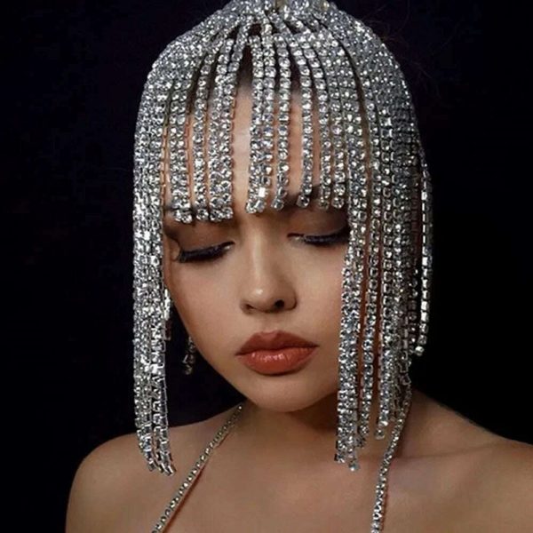 Flash Tassel Rhinestone Cap Headpiece Crystal Head Chain Jewelry Belly Party Dance Wedding 1920s Hair Accessories for Women Gift For Sale - Image 5